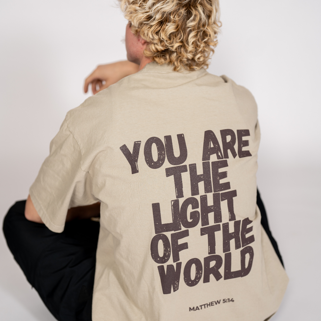 You are the light of the world T-Shirt man color apricot back