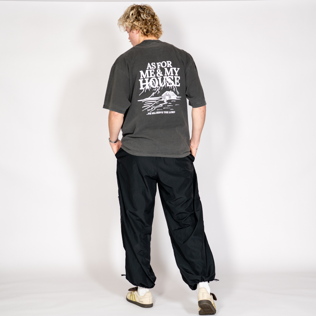 as for me and my house tshirt black on mman back